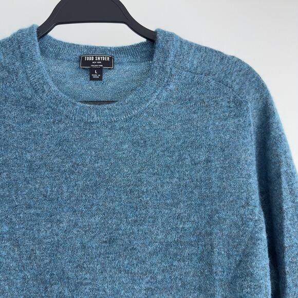 Todd Snyder Sweater Mens Large Blue Mohair Wool Blend Crewneck Italian Yarn - Picture 3 of 7